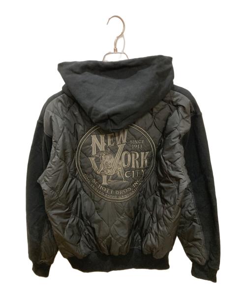 Schott（ショット）Schott (ショット) QUILTED COMBI. ZIP HOODED ブラック サイズ:Lの古着・服飾アイテム