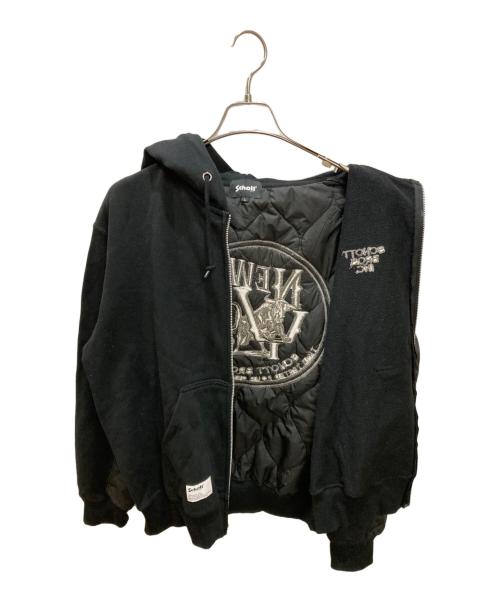 Schott（ショット）Schott (ショット) QUILTED COMBI. ZIP HOODED ブラック サイズ:Lの古着・服飾アイテム