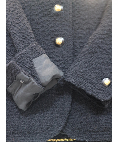 CHANEL（シャネル）CHANEL (シャネル) ノーカラーツイードジャケット ブラック サイズ:36の古着・服飾アイテム