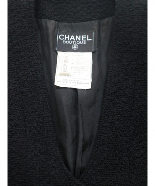 CHANEL（シャネル）CHANEL (シャネル) ノーカラーツイードジャケット ブラック サイズ:36の古着・服飾アイテム