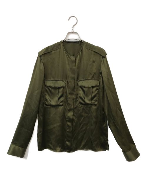 HAIDER ACKERMANN（ハイダーアッカーマン）HAIDER ACKERMANN (ハイダーアッカーマン) シルクサテンミリタリーシャツ カーキ サイズ:記載なしの古着・服飾アイテム