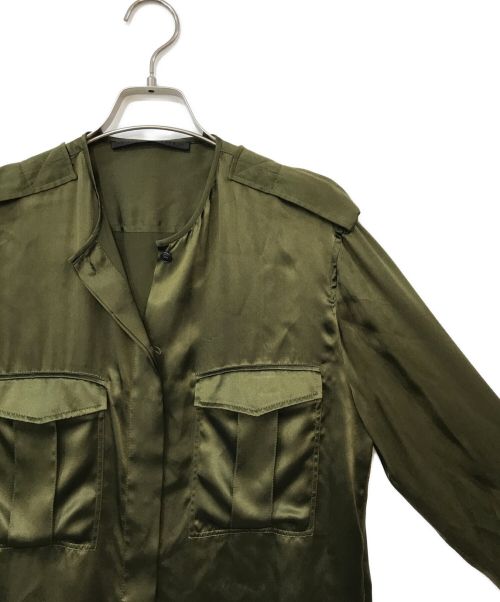 HAIDER ACKERMANN（ハイダーアッカーマン）HAIDER ACKERMANN (ハイダーアッカーマン) シルクサテンミリタリーシャツ カーキ サイズ:記載なしの古着・服飾アイテム