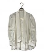 HER LIP TOハーリップトゥ）の古着「Lace Trimmed Bow-Tie Blouse」｜ホワイト