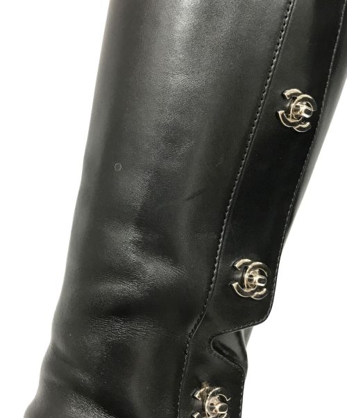 CHANEL（シャネル）CHANEL (シャネル) ココマークロングブーツ ブラック サイズ:38の古着・服飾アイテム
