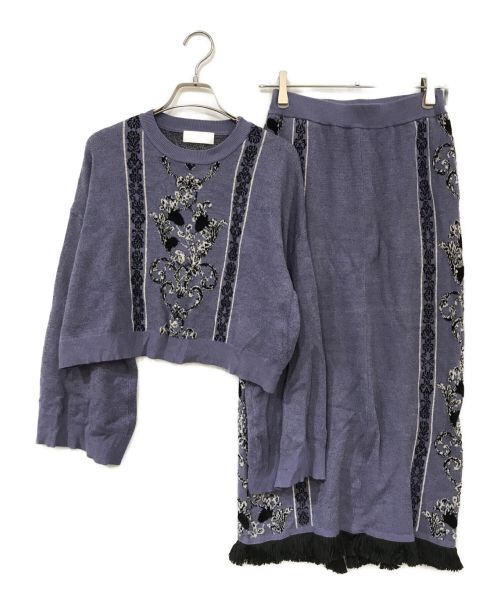 HARE（ハレ）HARE (ハレ) 2Pガラニットセットアップ パープル サイズ:ＦＲＥＥの古着・服飾アイテム