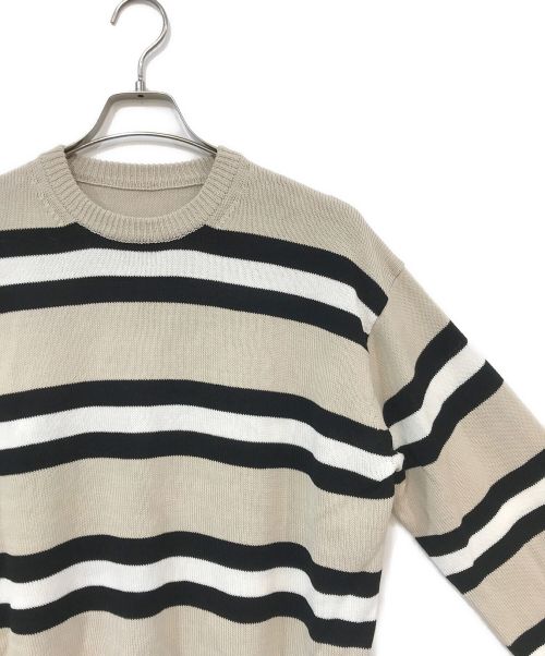 SOPHNET.（ソフネット）SOPHNET. (ソフネット) BORDER CREWNECK KNIT ベージュ×ブラック サイズ:Mの古着・服飾アイテム