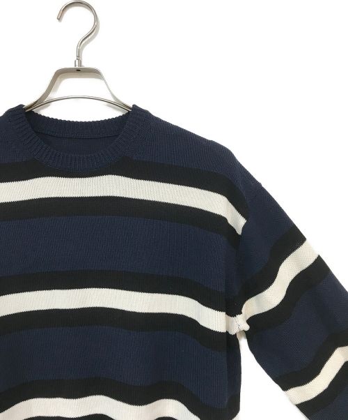 SOPHNET.（ソフネット）SOPHNET. (ソフネット) BORDER CREWNECK KNIT ネイビー サイズ:Mの古着・服飾アイテム