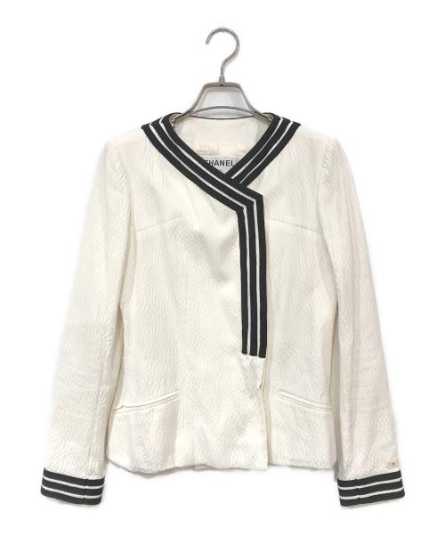 CHANEL（シャネル）CHANEL (シャネル) ノーカラージャケット ホワイト サイズ:36の古着・服飾アイテム