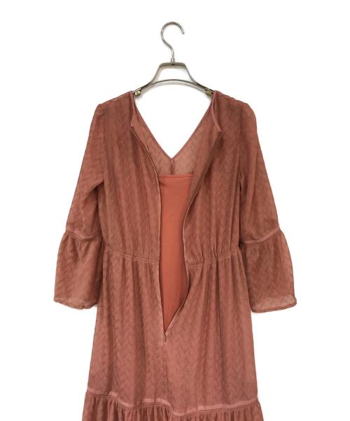 FRAY ID（フレイ アイディー）FRAY ID (フレイ アイディー) ヘリンボーンプリーツワンピース ピンク サイズ:記載なしの古着・服飾アイテム