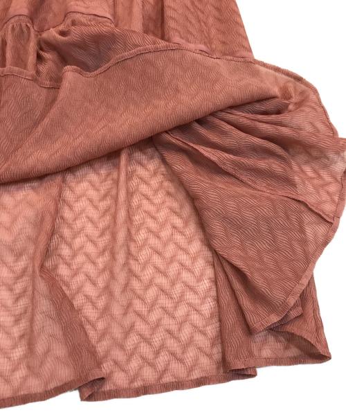 FRAY ID（フレイ アイディー）FRAY ID (フレイ アイディー) ヘリンボーンプリーツワンピース ピンク サイズ:記載なしの古着・服飾アイテム