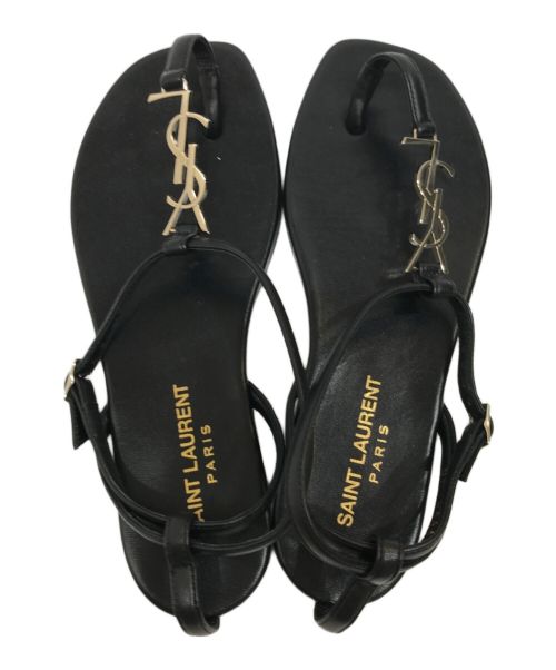 Saint Laurent Paris（サンローランパリ）Saint Laurent Paris (サンローランパリ) レザーロゴフラットトングサンダル ブラック サイズ:34 1/2の古着・服飾アイテム