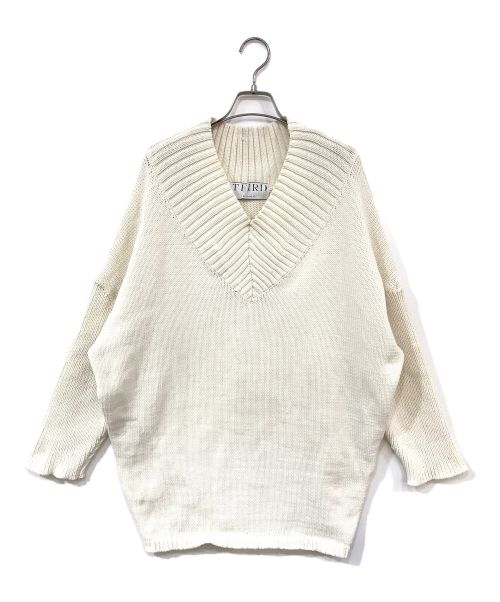 THIRD（サード）THIRD (サード) リリヤーンVネックプルオーバー ホワイト サイズ:記載なしの古着・服飾アイテム