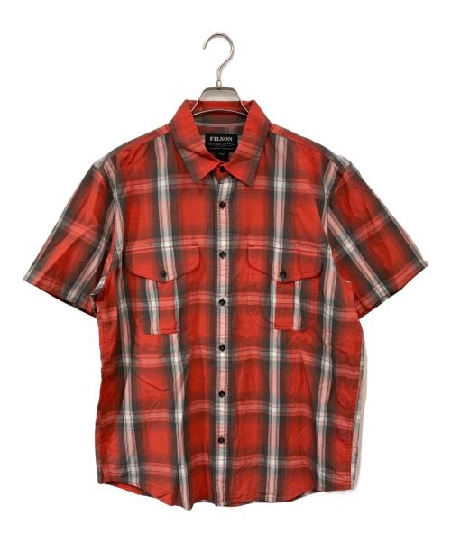 FILSON（フィルソン）FILSON (フィルソン) Washed Short Sleeve Feather Cloth Shirt/ウォッシュドショートスリーブフェザークロスシャツ レッド サイズ:SIZE Mの古着・服飾アイテム