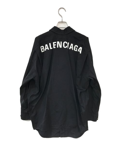BALENCIAGA（バレンシアガ）BALENCIAGA (バレンシアガ) バックロゴ ボタンダウン オーバーサイズシャツ ブラック サイズ:32の古着・服飾アイテム