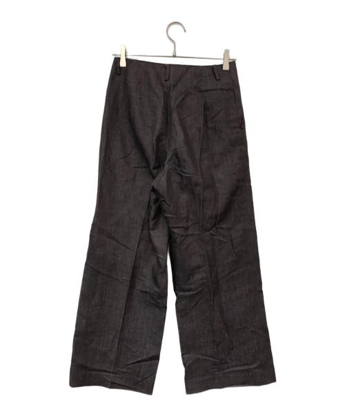 TOMORROW LAND collection（トゥモローランドコレクション）TOMORROW LAND collection (トゥモローランドコレクション) コットンリネンデニム ハイウエストワイドパンツ ブラウン サイズ:36の古着・服飾アイテム