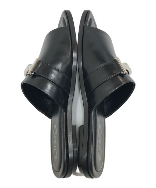 TOD'S（トッズ）TOD'S (トッズ) ダブルTフラットサンダル ブラック サイズ:35の古着・服飾アイテム