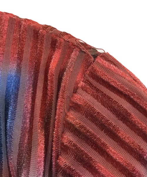 Ameri（アメリ）AMERI (アメリ) MILA VELOUR CUT TOP レッド×ブルー サイズ:Fの古着・服飾アイテム