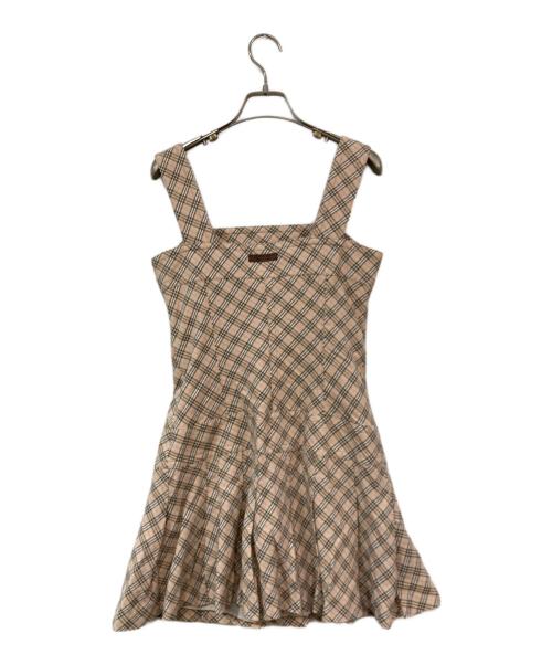 BURBERRY BLUE LABEL（バーバリーロンドンブルーレーベル）BURBERRY BLUE LABEL (バーバリーロンドンブルーレーベル) ノースリーブチェックワンピース ベージュ サイズ:SIZE 36の古着・服飾アイテム