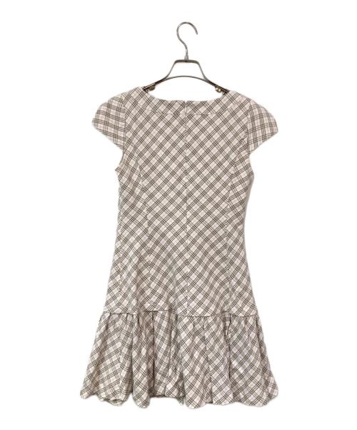 BURBERRY BLUE LABEL（バーバリー ブルー レーベル）BURBERRY BLUE LABEL (バーバリーロンドンブルーレーベル) チェックフレンチスリーブワンピース ホワイト×ピンク サイズ:SIZE 38の古着・服飾アイテム