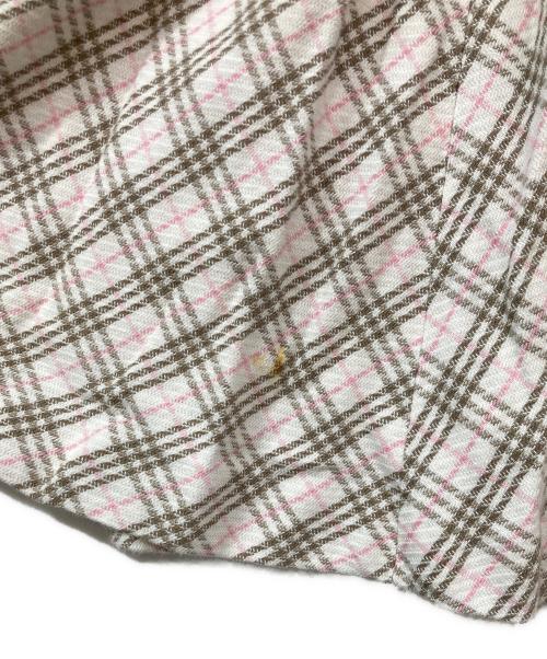 BURBERRY BLUE LABEL（バーバリー ブルー レーベル）BURBERRY BLUE LABEL (バーバリーロンドンブルーレーベル) チェックフレンチスリーブワンピース ホワイト×ピンク サイズ:SIZE 38の古着・服飾アイテム