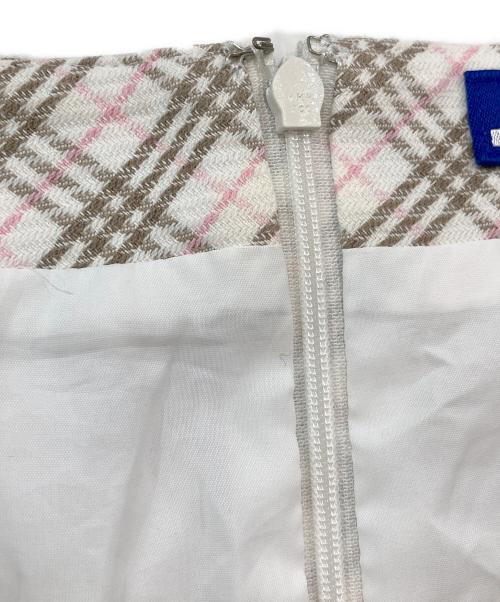 BURBERRY BLUE LABEL（バーバリー ブルー レーベル）BURBERRY BLUE LABEL (バーバリーロンドンブルーレーベル) チェックフレンチスリーブワンピース ホワイト×ピンク サイズ:SIZE 38の古着・服飾アイテム