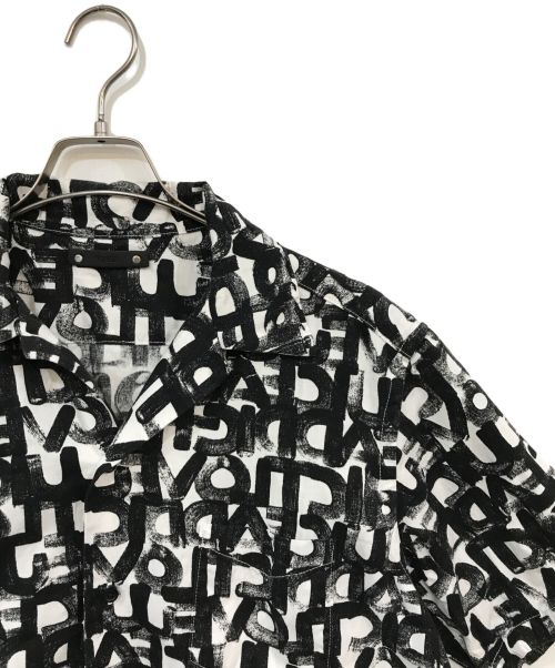 MINEDENIM（マインデニム）MINEDENIM (マインデニム) L.J.A Denim Open Collar SH ブラック×ホワイト サイズ:3の古着・服飾アイテム