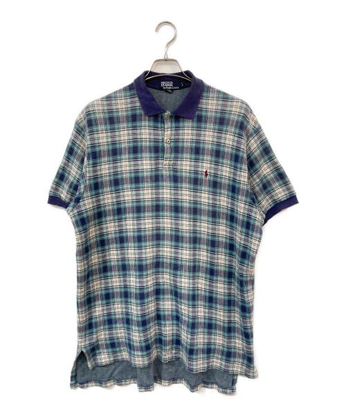 POLO RALPH LAUREN（ポロ・ラルフローレン）POLO RALPH LAUREN (ポロ・ラルフローレン) チェックプルオーバーポロシャツ ブルー サイズ:SIZE Lの古着・服飾アイテム