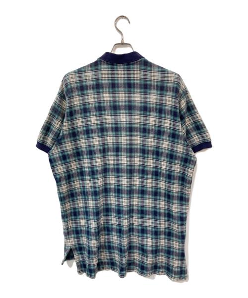 POLO RALPH LAUREN（ポロ・ラルフローレン）POLO RALPH LAUREN (ポロ・ラルフローレン) チェックプルオーバーポロシャツ ブルー サイズ:SIZE Lの古着・服飾アイテム