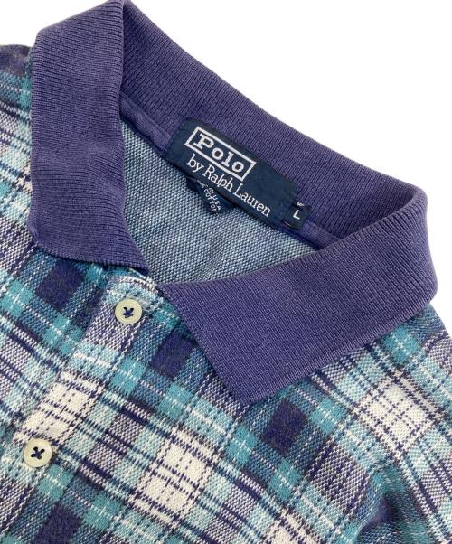 POLO RALPH LAUREN（ポロ・ラルフローレン）POLO RALPH LAUREN (ポロ・ラルフローレン) チェックプルオーバーポロシャツ ブルー サイズ:SIZE Lの古着・服飾アイテム