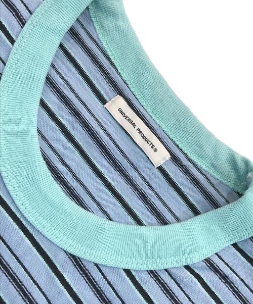 UNIVERSAL PRODUCTS.（ユニバーサルプロダクツ）UNIVERSAL PRODUCTS. (ユニバーサルプロダクツ) マルチボーダー ショートスリーブ ティーシャツ ブルー サイズ:3の古着・服飾アイテム