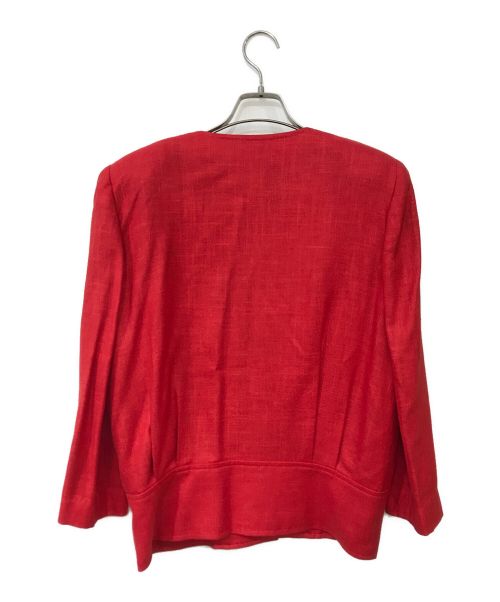 Christian Dior pret a porter（クリスチャンディオールプレタポルテ）Christian Dior pret a porter (クリスチャンディオールプレタポルテ) ノーカラージャケット レッド サイズ:Mの古着・服飾アイテム