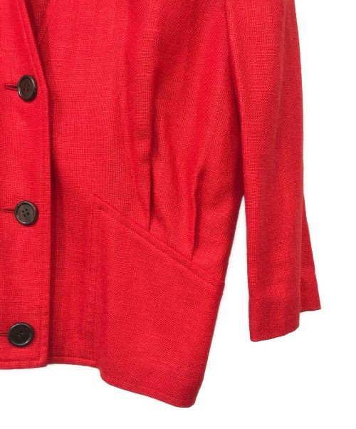 Christian Dior pret a porter（クリスチャンディオールプレタポルテ）Christian Dior pret a porter (クリスチャンディオールプレタポルテ) ノーカラージャケット レッド サイズ:Mの古着・服飾アイテム