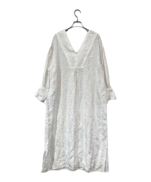 JOURNAL STANDARD relume（ジャーナルスタンダード レリューム）JOURNAL STANDARD relume (ジャーナルスタンダード レリューム) クラスキーリネンカフタンワンピース ホワイト サイズ:Fの古着・服飾アイテム