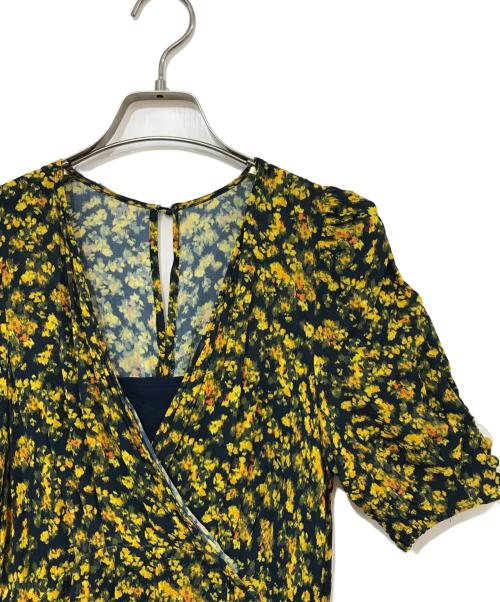 FRAY ID（フレイ アイディー）FRAY ID (フレイ アイディー) レーヨンプリントワンピース ネイビーの古着・服飾アイテム