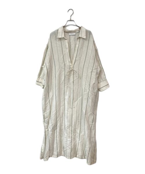 normment（ノーメント）normment (ノーメント) スキッパーリネンワンピース ベージュ サイズ:無しの古着・服飾アイテム