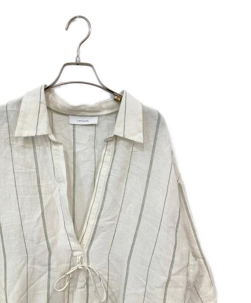 normment（ノーメント）normment (ノーメント) スキッパーリネンワンピース ベージュ サイズ:無しの古着・服飾アイテム