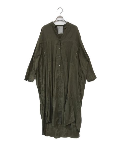 BEARDSLEY（ビアズリー）BEARDSLEY (ビアズリー) スキッパーシャツワンピース オリーブ サイズ:Fの古着・服飾アイテム