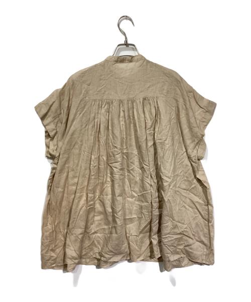 Spick and Span（スピック＆スパン）Spick and Span (スピックアンドスパン) コットンリネンギャザーフレンチスリーブシャツ ベージュ サイズ:記載なしの古着・服飾アイテム