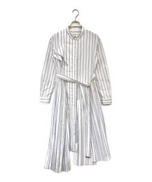 AKIKOAOKI（アキコアオキ）の古着「ストライプブラウスワンピース」｜ホワイト