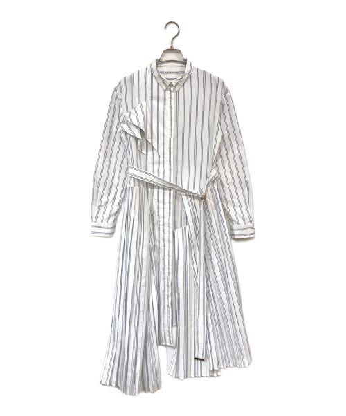 AKIKOAOKI（アキコアオキ）AKIKOAOKI (アキコアオキ) ストライプブラウスワンピース ホワイト サイズ:Fの古着・服飾アイテム