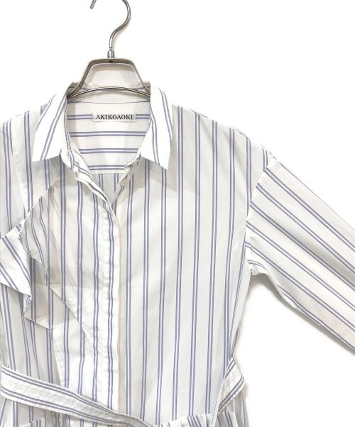AKIKOAOKI（アキコアオキ）AKIKOAOKI (アキコアオキ) ストライプブラウスワンピース ホワイト サイズ:Fの古着・服飾アイテム