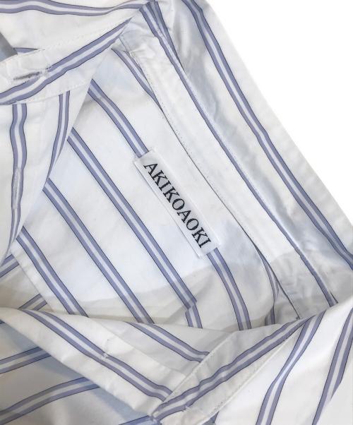 AKIKOAOKI（アキコアオキ）AKIKOAOKI (アキコアオキ) ストライプブラウスワンピース ホワイト サイズ:Fの古着・服飾アイテム
