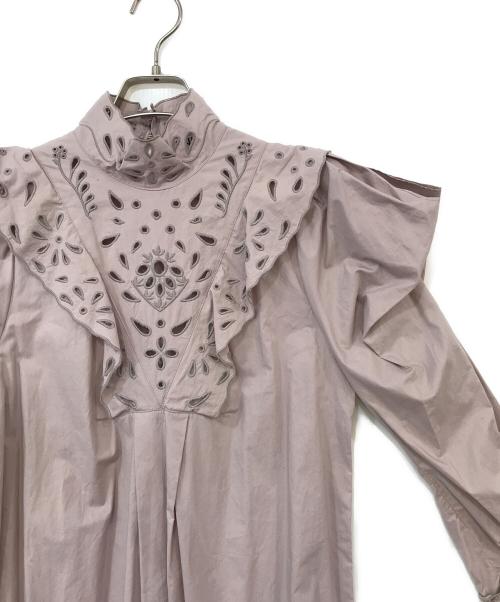 Snidel（スナイデル）Snidel (スナイデル) パンチングレースパフスリーブワンピース ピンクの古着・服飾アイテム