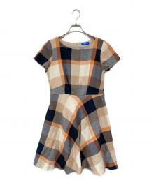 BLUE LABEL CRESTBRIDGE（ブルーレーベルクレストブリッジ）の古着「S/S メガチェックワンピース」｜オレンジ