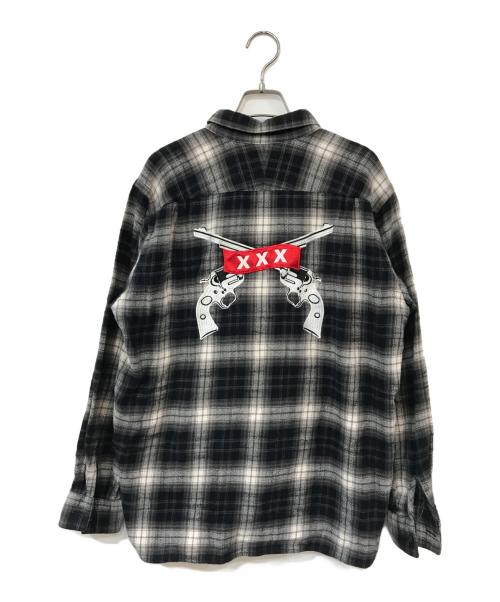 GOD SELECTION XXX（ゴッドセレクショントリプルエックス）GOD SELECTION XXX (ゴッドセレクショントリプルエックス) ネルシャツ ブラック サイズ:Mの古着・服飾アイテム