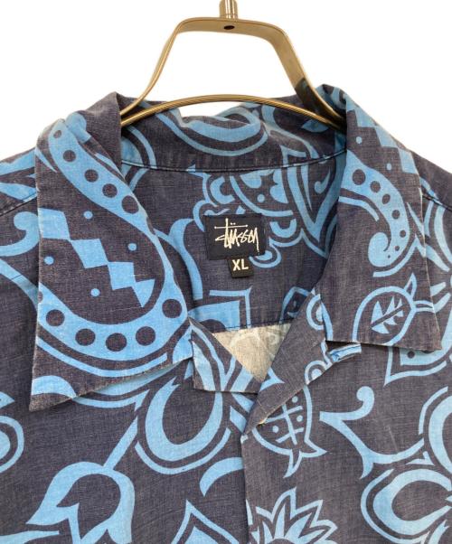 stussy（ステューシー）stussy (ステューシー) 90s Cotton Aloha Shirt/90sコットンアロハシャツ ブルー サイズ:SIZE XLの古着・服飾アイテム