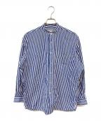 INDIVIDUALIZED SHIRTSインディビジュアライズドシャツ）の古着「バンドカラーストライプシャツ」｜ブルー