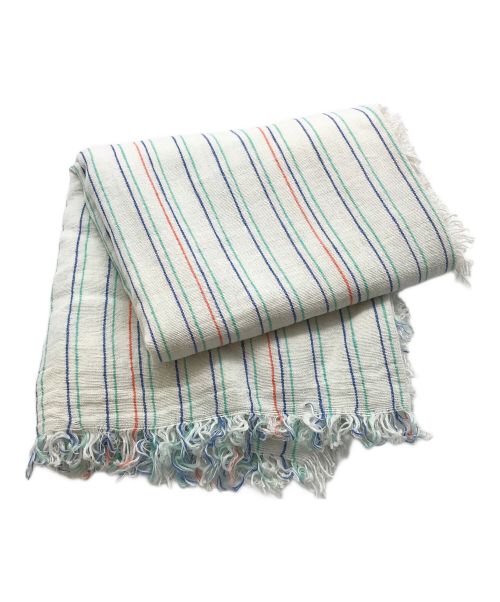 ASAUCE MELER（アソースメレ）ASAUCE MELER (アソースメレ) リネン マルチストライプ ストール ホワイトの古着・服飾アイテム