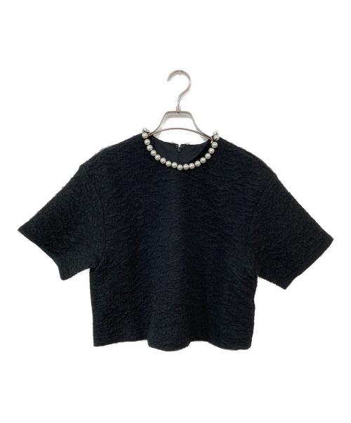 JUSGLITTY（ジャスグリッティー）JUSGLITTY (ジャスグリッティー) パールブラウス ブラック サイズ:2の古着・服飾アイテム