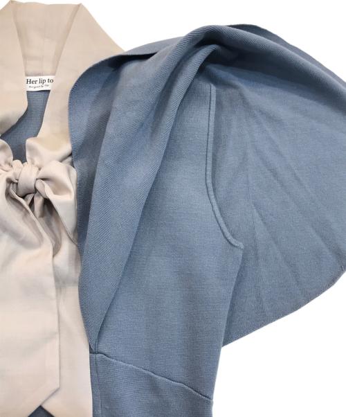 HER LIP TO（ハーリップトゥ）HER LIP TO (ハーリップトゥ) Butterfly sleeve knit dress スカイブルー サイズ:Mの古着・服飾アイテム